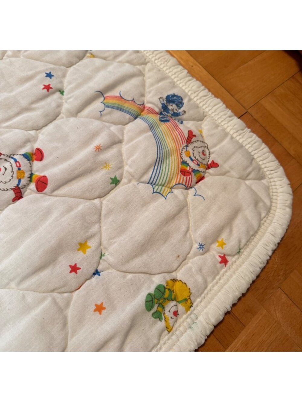 Rainbow Brite Quilted Baby Blanket Colorful Characters Stars 33x39 Kidcore 80s
